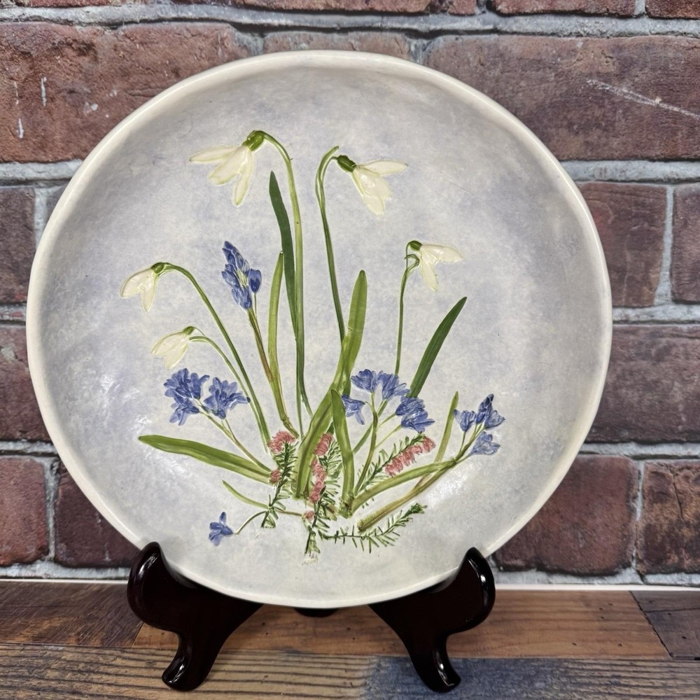 Vintage Salt Marsh Pottery Wildflower Dish Bowl Botanical Handmade Studio Art